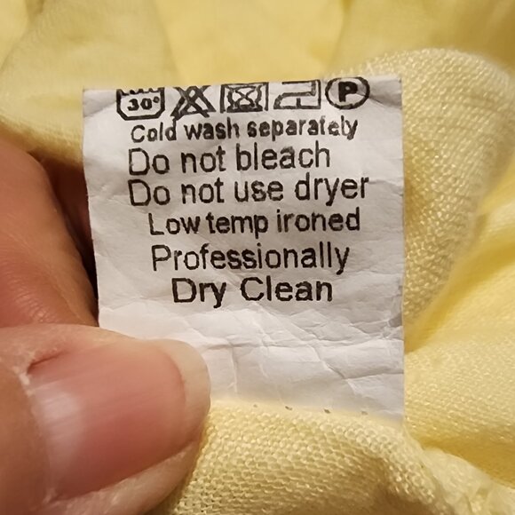 Size Large Terzo Millennio Made in Italy 100% Linen Maxi Dress Buttery Yellow - Picture 8 of 8